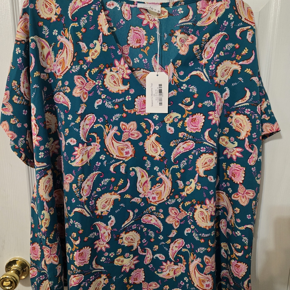 Floral Paisley Teal Blouse